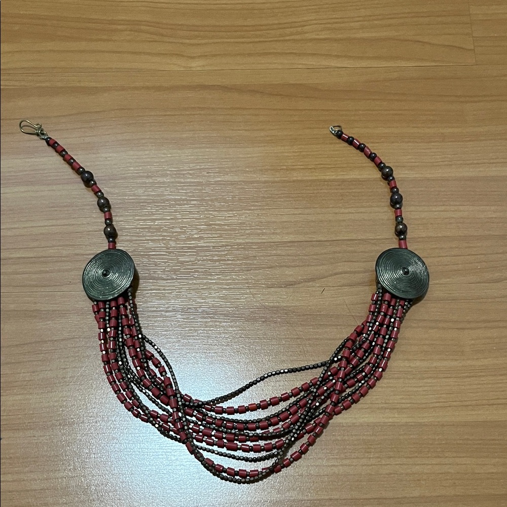 Ann Taylor Red and Black Beaded Necklace